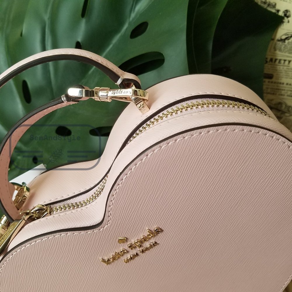 Tik Tok viral!!!  Kate Spade NWT Heart Love Shack Crossbody Chalk Light Pink - Picture 4 of 13